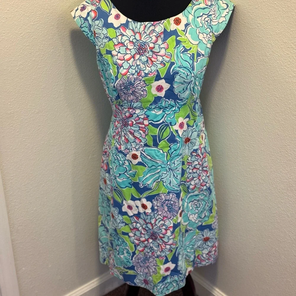 Lilly Pulitzer Allura Mayflower Floral Print Cap Sleeve Dress Sheath 8 $198 - Picture 2 of 11